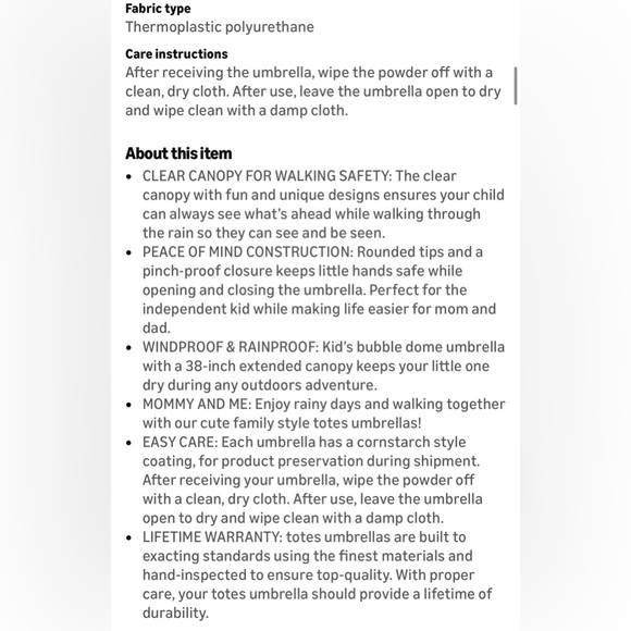 Totes Girls Mermaid Ocean Princess Clear Dome Umbrella - Picture 7 of 7